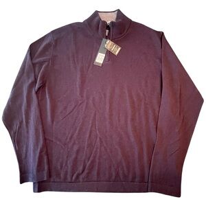 🐑💜NWT MARCO FIORI Men's XL Plum 100% Merino Extra Fine Wool Sweater. Gorgeous!